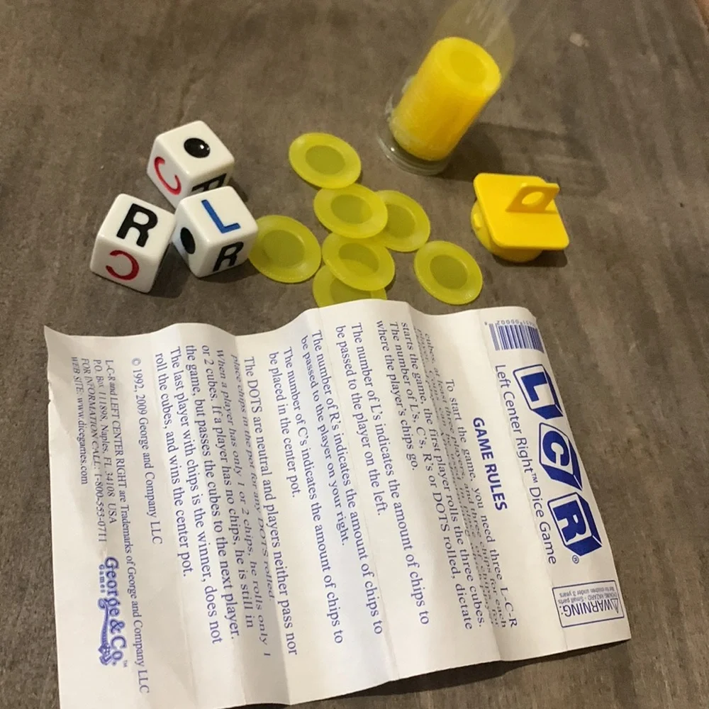 story cubes and LCR -2 learning games for pre-k to early elementary aged kids